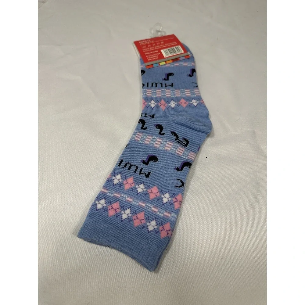 1 pair YELETE womens music knee high crew‎ socks size 9-11